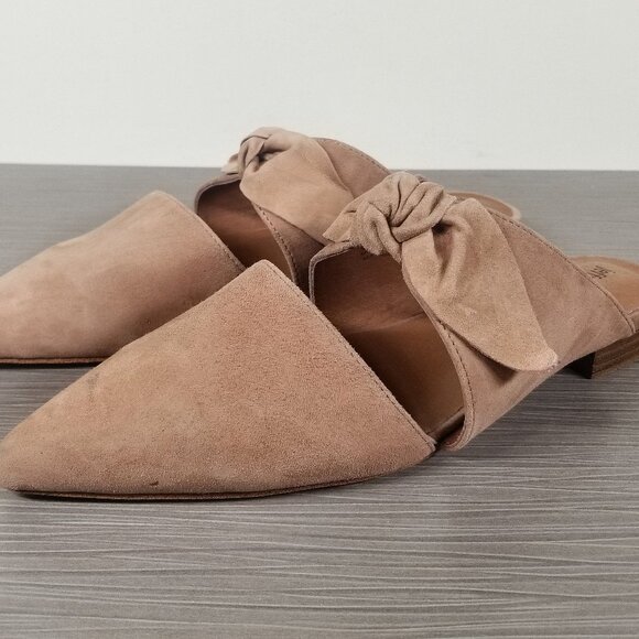 Jeffrey Campbell Charlin Pointed Toe Bow Flat, Blush Suede, Womens Size 9 M - Picture 1 of 9